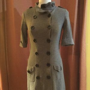 Grey Buttons Sweater Dress
